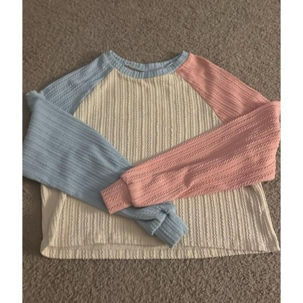 Colorblock Knit Long Sleeve Top